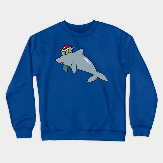 Turtle Riding a Dolphin Crewneck Sweatshirt by saradaboru